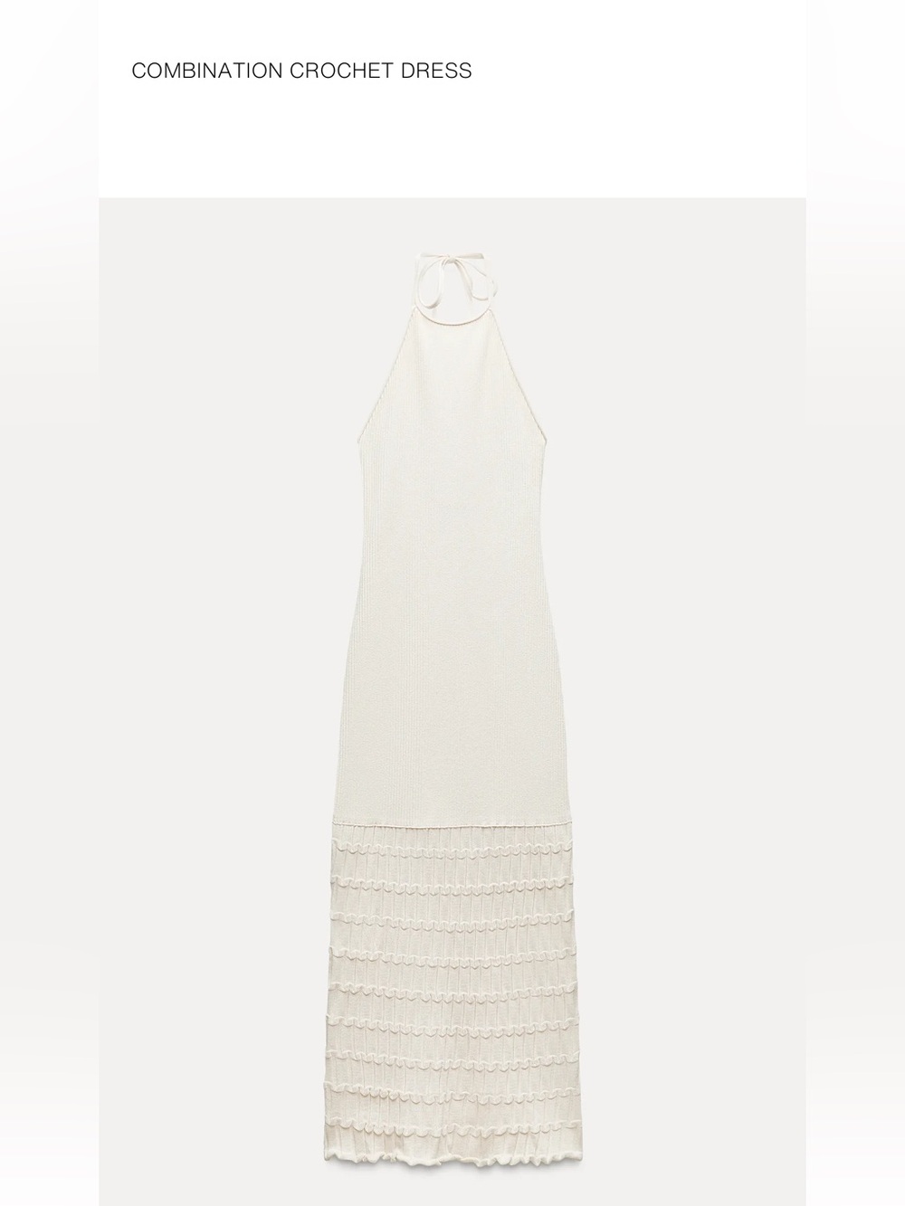 Zara Combination Crochet Halter Maxi Dress